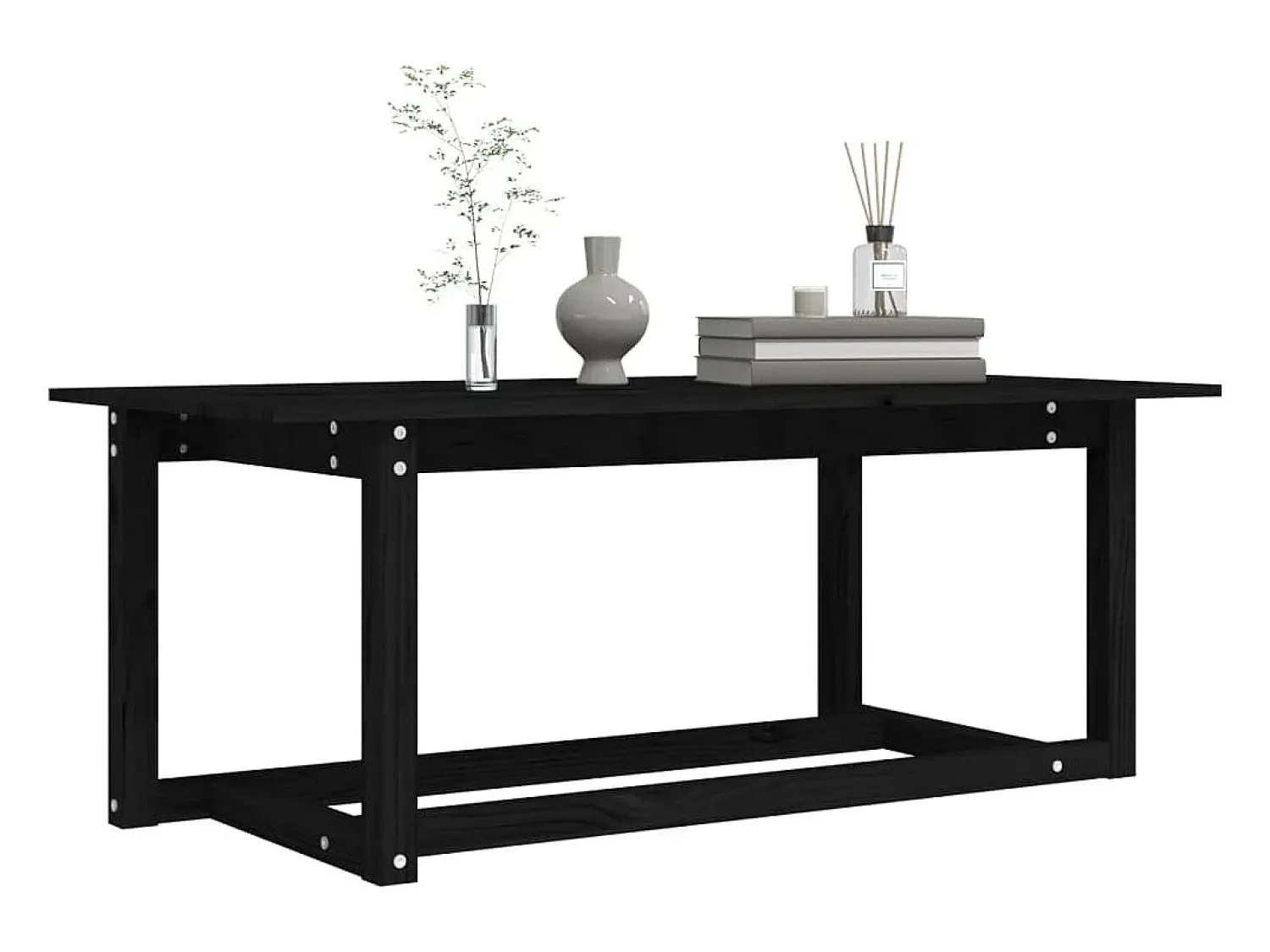 Mesa De Centro| Mesa de centro | Mesa de apoio 110x55x45 cm madeira de pinho maciça Preto