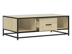 Mesa De Centro* Mesa de centro | Mesa de apoio 100x57x35cm deriv. madeira/metal carvalho sonoma Castanho