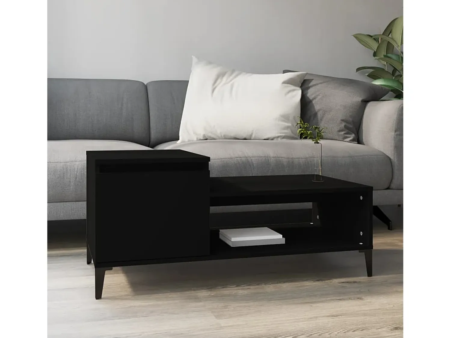 Mesa De Centro| Mesa de centro | Mesa de apoio 100x50x45 cm derivados de madeira Preto