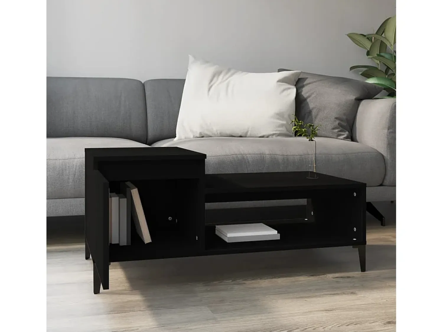 Mesa De Centro| Mesa de centro | Mesa de apoio 100x50x45 cm derivados de madeira Preto