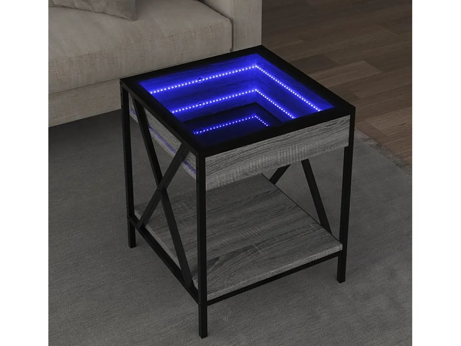 Mesa de centro | Mesa de apoio luzes LED Infinity 40x40x49 cm sonoma^ Mesa De Centro
