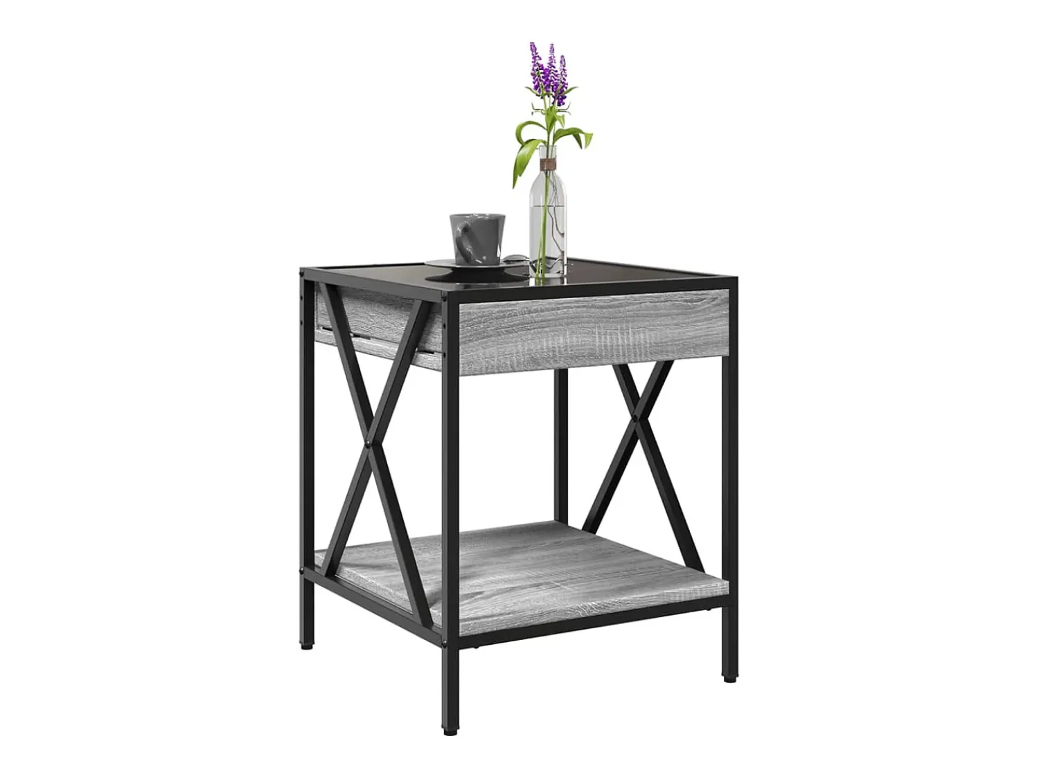 Mesa de centro | Mesa de apoio luzes LED Infinity 40x40x49 cm sonoma^ Mesa De Centro