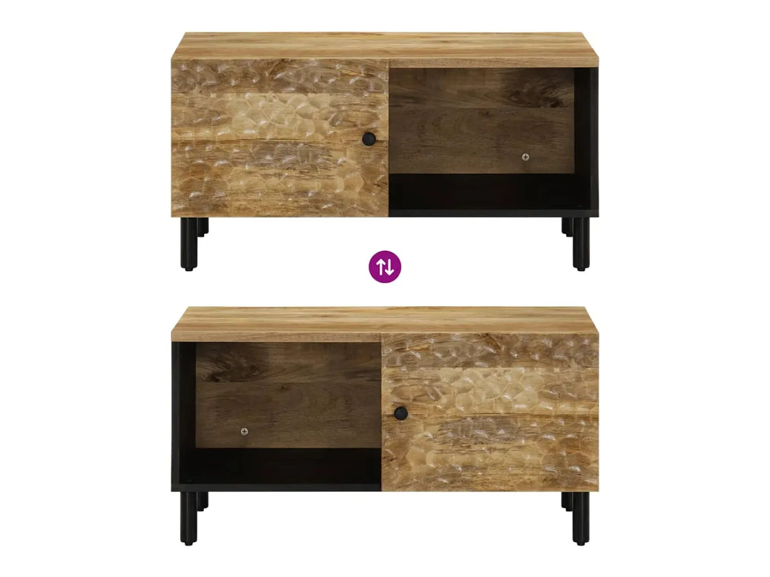 Mesa de centro | Mesa de apoio | Mesa de café 80x50x40 cm madeira de mangueira maciça Castanho
