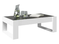 Mesa De Centro| Mesa de centro | Mesa de apoio luzes LED Infinity 90x53x30 cm Branco