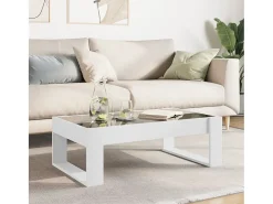 Mesa De Centro| Mesa de centro | Mesa de apoio luzes LED Infinity 90x53x30 cm Branco