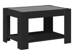 Mesa De Centro* Mesa de centro | Mesa de apoio c/ LEDs 73x53x45 cm derivados de madeira Preto