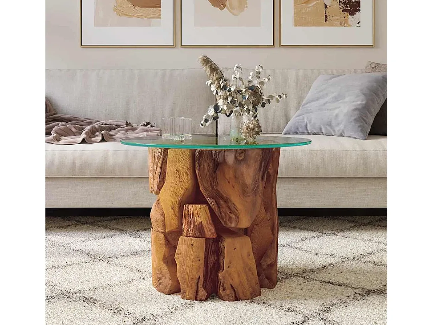 Mesa De Centro* Mesa de centro | Mesa de apoio 60 cm madeira flutuante de teca maciça Castanho
