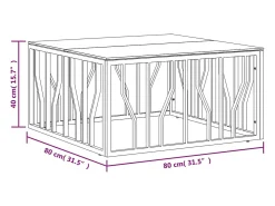 Mesa de centro | Mesa de apoio | Mesa de café 80x80x40 cm aço inoxidável e vidro^ Mesa De Centro