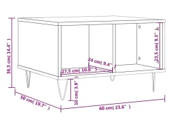 Mesa De Centro* Mesa de centro | Mesa de apoio 60x50x36.5 cm derivados de madeira cinza cimento Cinzento