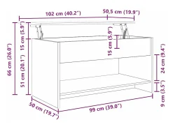 Mesa de centro | Mesa de apoio | Mesa de café carvalho artisiano 80x50.5x41.5 cm^ Mesa De Centro