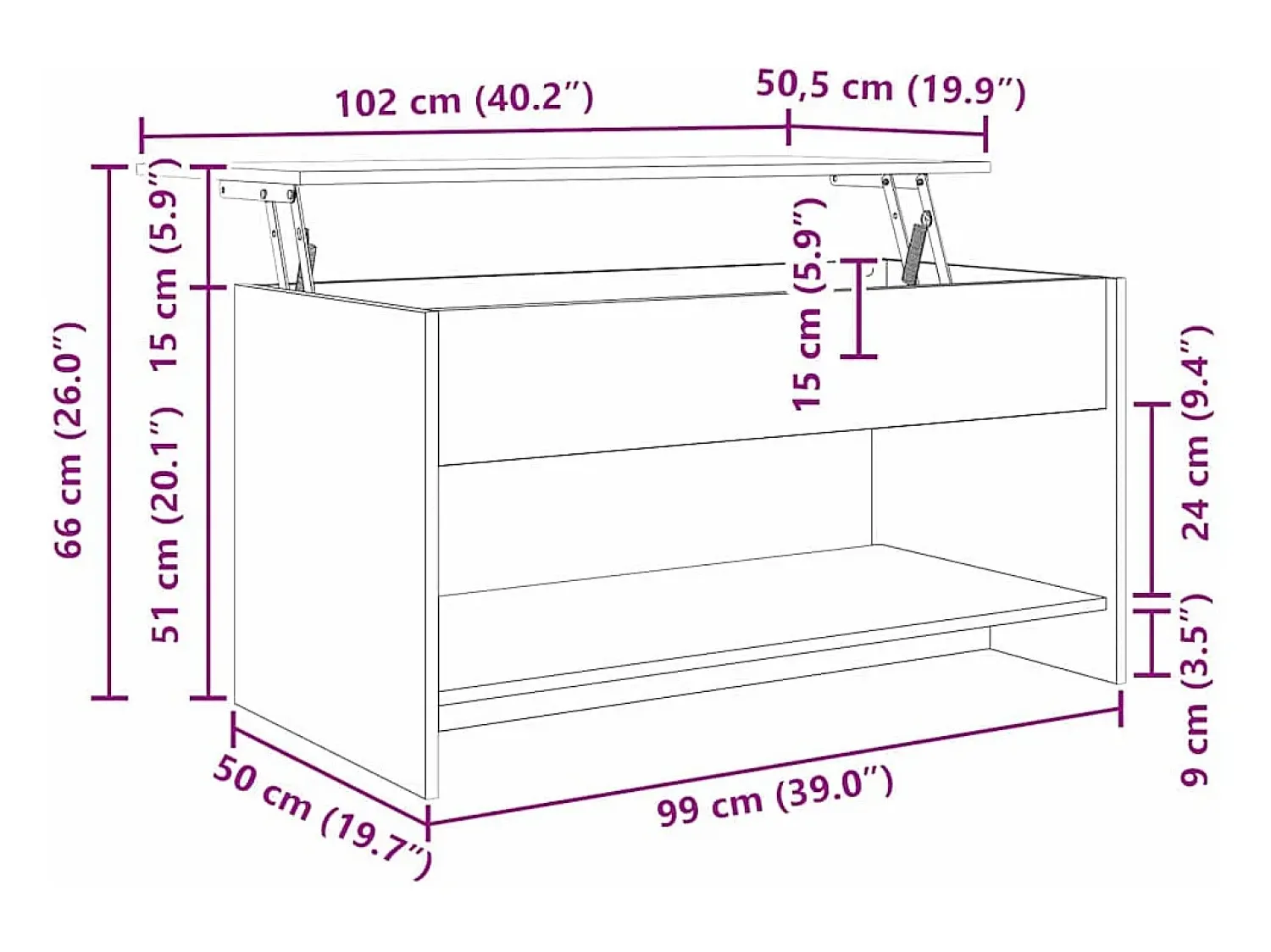 Mesa de centro | Mesa de apoio | Mesa de café carvalho artisiano 80x50.5x41.5 cm^ Mesa De Centro