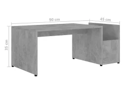 Mesa De Centro* Mesa de centro | Mesa de apoio 90x45x35 cm derivados madeira cimento Cinzento