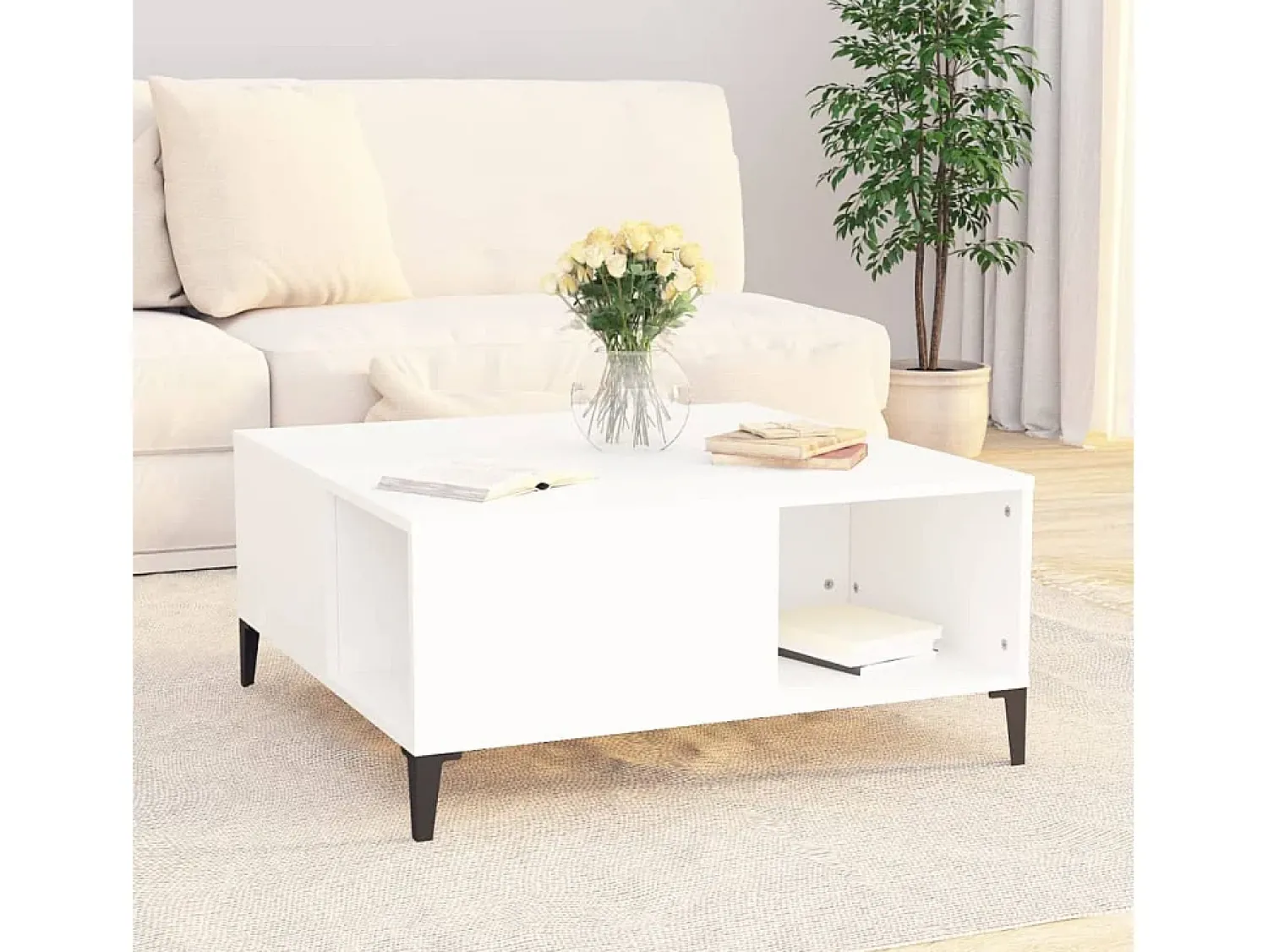 Mesa de centro | Mesa de apoio 80x80x36.5 cm derivados de madeira^ Mesa De Centro