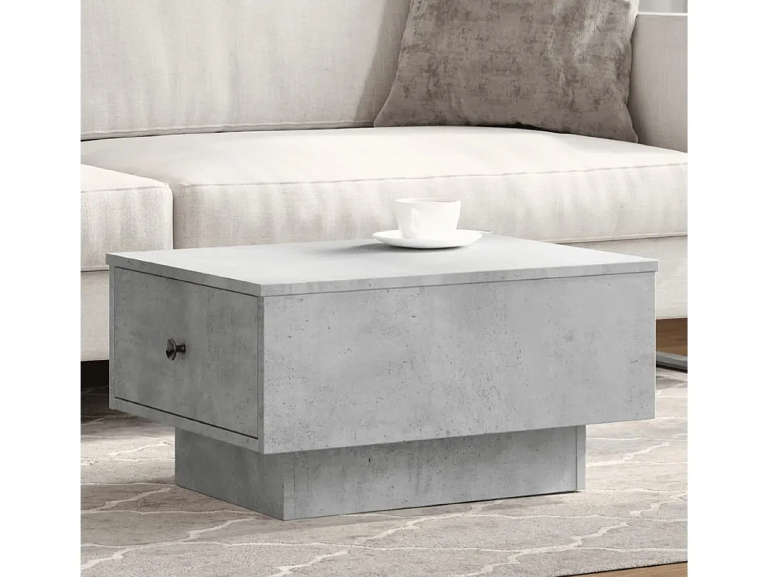 Mesa De Centro* Mesa de centro | Mesa de apoio 60x45x31 cm derivados de madeira cinza cimento Cinzento