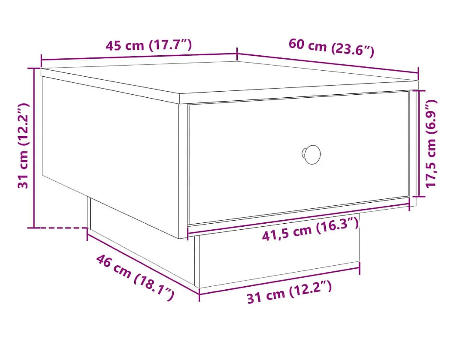 Mesa De Centro* Mesa de centro | Mesa de apoio 60x45x31 cm derivados de madeira cinza cimento Cinzento