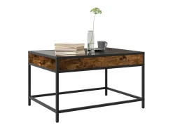 Mesa De Centro| Mesa de centro | Mesa de apoio luzes LED Infinity 70x50x41 cm carvalho fumado Castanho