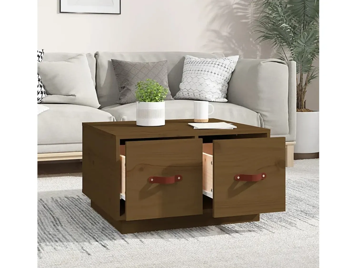 Mesa de centro | Mesa de apoio 60x53x35 cm pinho maciço mel^ Mesa De Centro