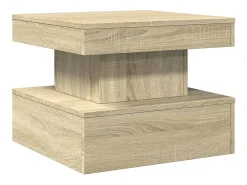 Mesa De Centro| Mesa de centro | Mesa de apoio com luzes LED 50x50x40 cm carvalho sonoma Castanho