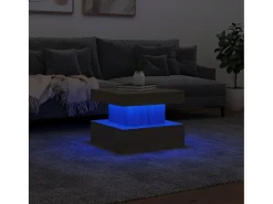 Mesa De Centro| Mesa de centro | Mesa de apoio com luzes LED 50x50x40 cm carvalho sonoma Castanho