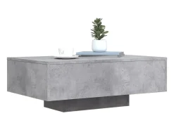 Mesa de centro | Mesa de apoio | Mesa de café com luzes LED 85x55x31 cm cimento^ Mesa De Centro