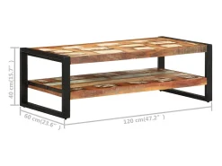 Mesa De Centro* Mesa de centro | Mesa de apoio | Mesa de café 120x60x40 cm madeira recuperada maciça Castanho