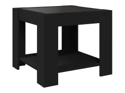 Mesa De Centro| Mesa de centro | Mesa de apoio c/ LEDs 53x53x45 cm derivados de madeira Preto