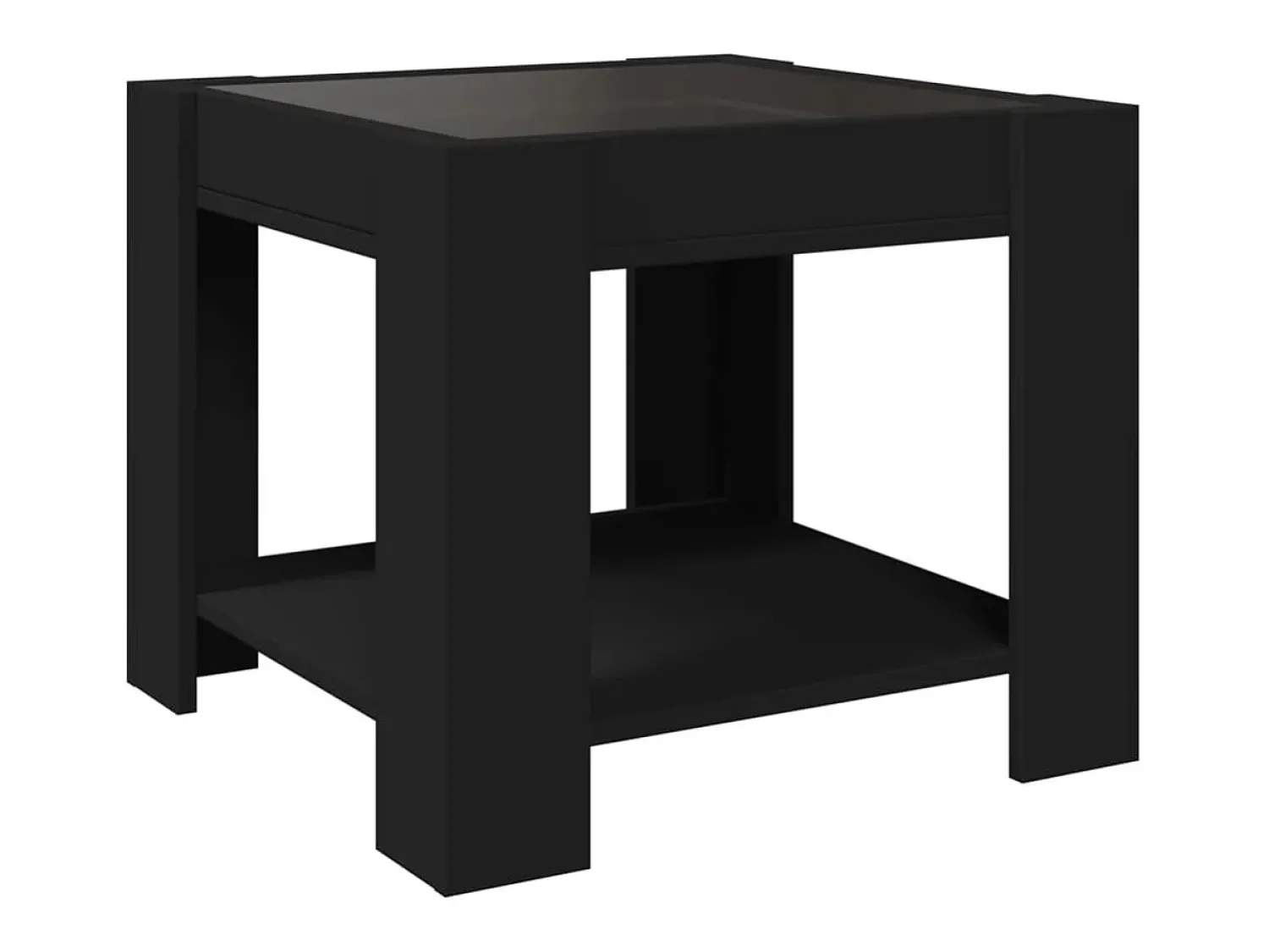 Mesa De Centro| Mesa de centro | Mesa de apoio c/ LEDs 53x53x45 cm derivados de madeira Preto