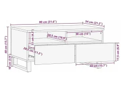 Mesa de centro | Mesa de apoio | Mesa de café com gaveta Marrom e Preto 80x54x40 cm^ Mesa De Centro