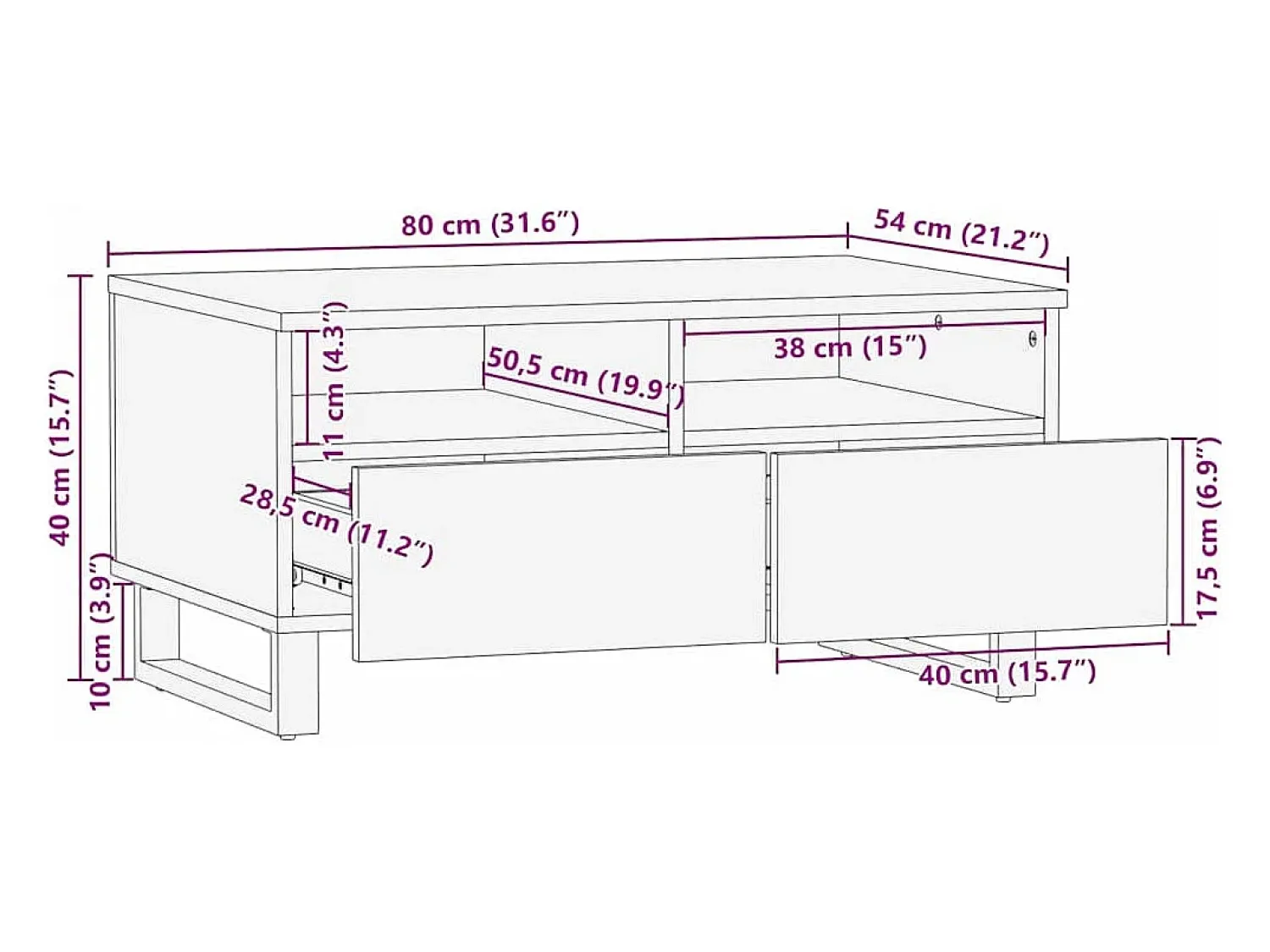Mesa de centro | Mesa de apoio | Mesa de café com gaveta Marrom e Preto 80x54x40 cm^ Mesa De Centro