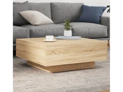 Sale Mesa de centro | Mesa de apoio | Mesa de café com luzes LED 80x80x31 cm carvalho sonoma Castanho
