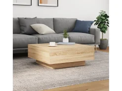 Sale Mesa de centro | Mesa de apoio | Mesa de café com luzes LED 80x80x31 cm carvalho sonoma Castanho