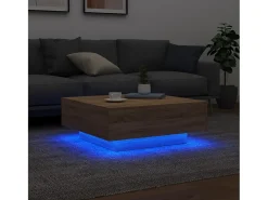 Sale Mesa de centro | Mesa de apoio | Mesa de café com luzes LED 80x80x31 cm carvalho sonoma Castanho