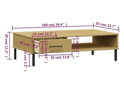 Best Mesa de centro | Mesa de apoio c/ pernas de metal pinho maciço OSLO Castanho
