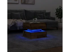 Sale Mesa de centro | Mesa de apoio com luzes LED 50x50x40 cm madeira velha Castanho