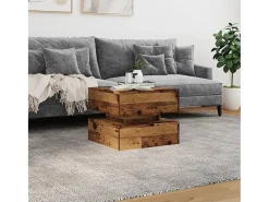 Sale Mesa de centro | Mesa de apoio com luzes LED 50x50x40 cm madeira velha Castanho