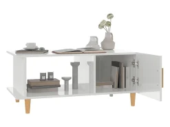 Mesa De Centro| Mesa de centro | Mesa de apoio 90x50x40 cm madeira processada brilhante Branco