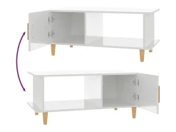 Mesa De Centro| Mesa de centro | Mesa de apoio 90x50x40 cm madeira processada brilhante Branco