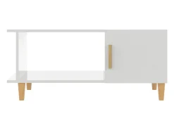 Mesa De Centro| Mesa de centro | Mesa de apoio 90x50x40 cm madeira processada brilhante Branco