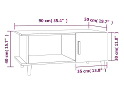 Mesa De Centro| Mesa de centro | Mesa de apoio 90x50x40 cm madeira processada brilhante Branco