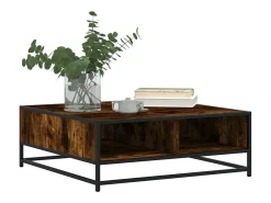 Mesa De Centro* Mesa de centro | Mesa de apoio 80x80x30 cm deriv. madeira/metal carvalho fumado Castanho