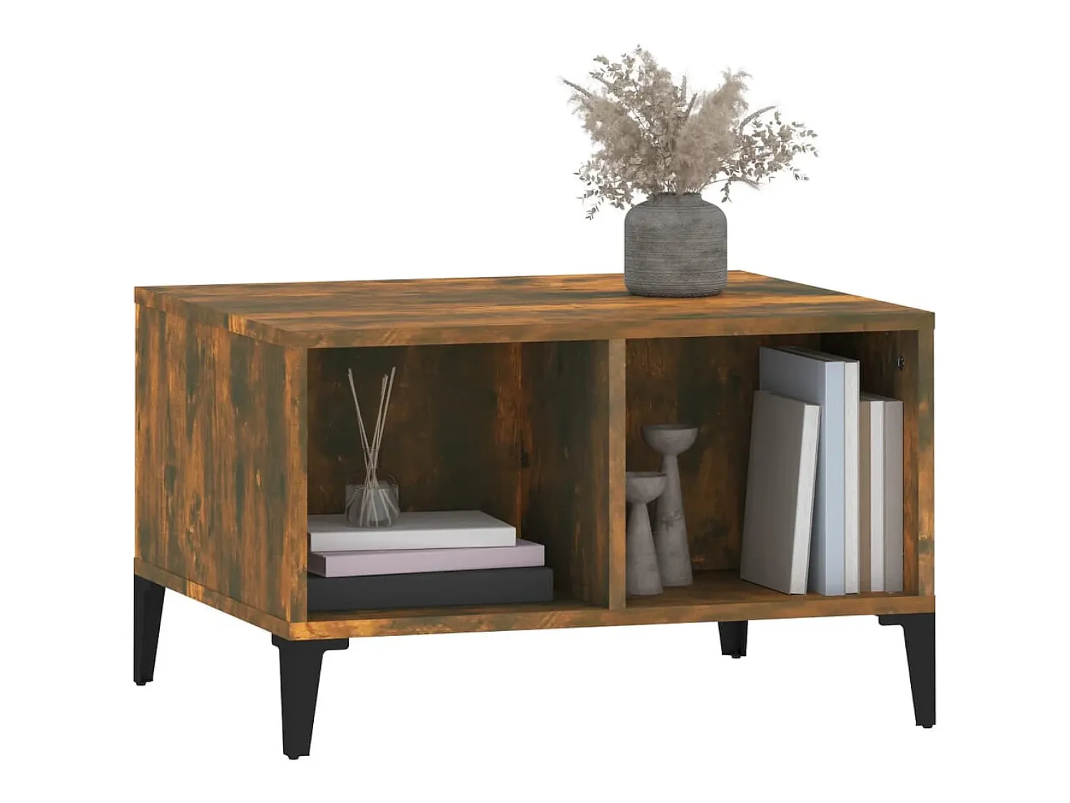 Best Mesa de centro | Mesa de apoio 60x50x36.5 cm derivados madeira carvalho fumado Castanho