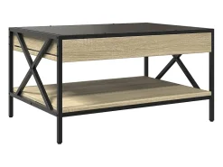 Mesa De Centro* Mesa de centro | Mesa de apoio luzes LED Infinity 70x50x38 cm carvalho sonoma Castanho