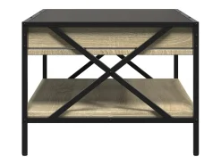 Mesa De Centro* Mesa de centro | Mesa de apoio luzes LED Infinity 70x50x38 cm carvalho sonoma Castanho