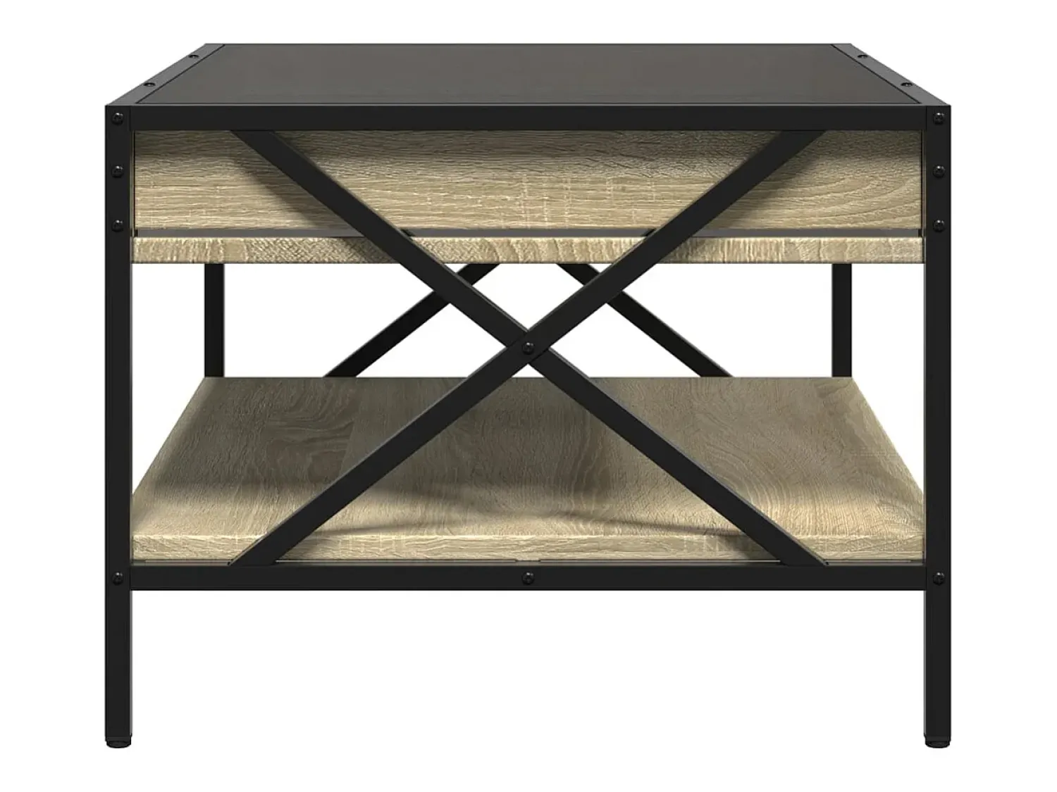 Mesa De Centro* Mesa de centro | Mesa de apoio luzes LED Infinity 70x50x38 cm carvalho sonoma Castanho