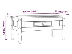Mesa De Centro* Mesa de centro | Mesa de apoio Corona Range em pinho mexicano 100x55x44 cm Castanho