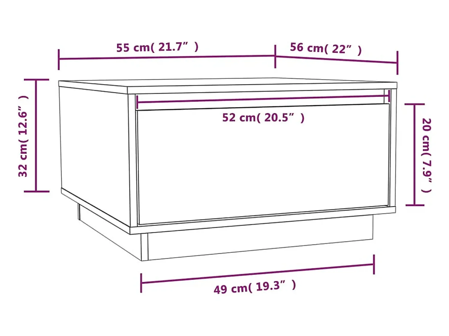 Mesa De Centro| Mesa de centro | Mesa de apoio | Mesa de café 55x56x32 cm pinho maciço Castanho
