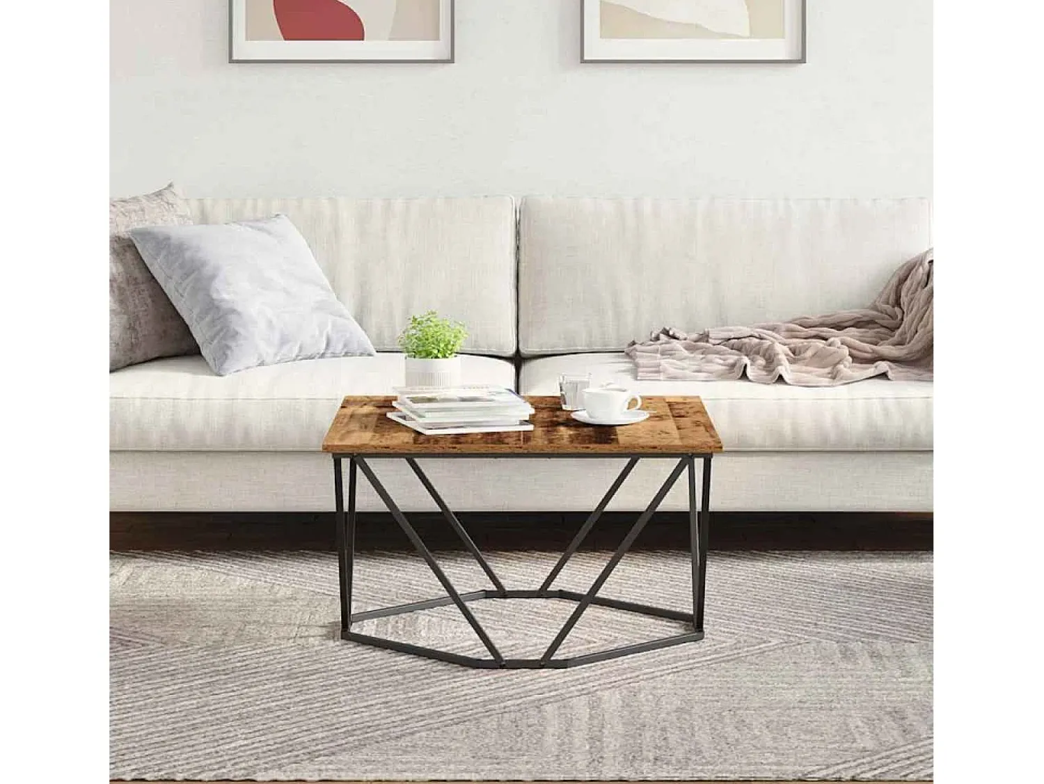Mesa De Centro| Mesa de centro | Mesa de apoio Madeira antiga 80x80x45 cm Castanho