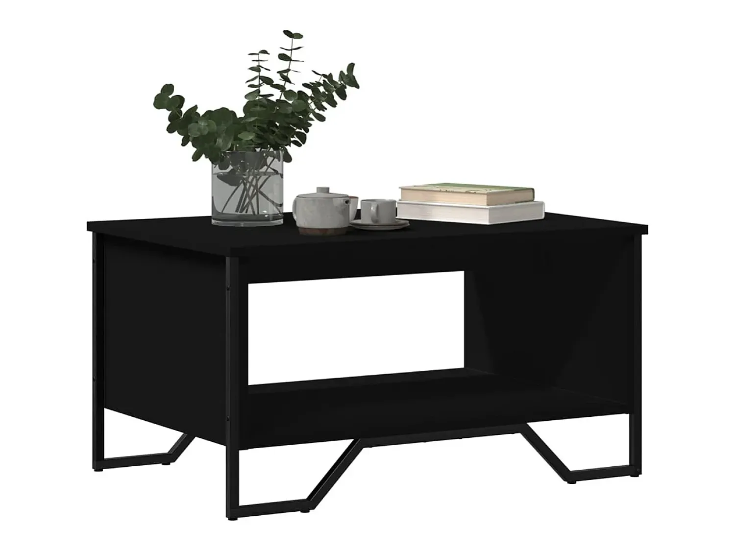 Online Mesa de centro | Mesa de apoio 75x51x40 cm derivados de madeira Preto