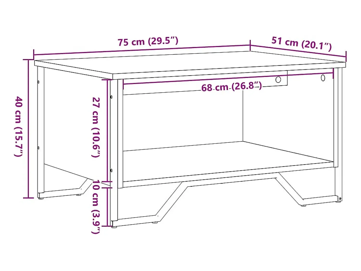 Online Mesa de centro | Mesa de apoio 75x51x40 cm derivados de madeira Preto