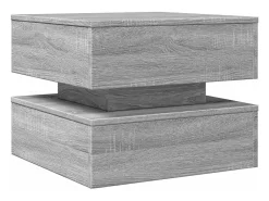 Mesa De Centro| Mesa de centro | Mesa de apoio com luzes LED 50x50x40 cm sonoma cinza-claro Cinzento